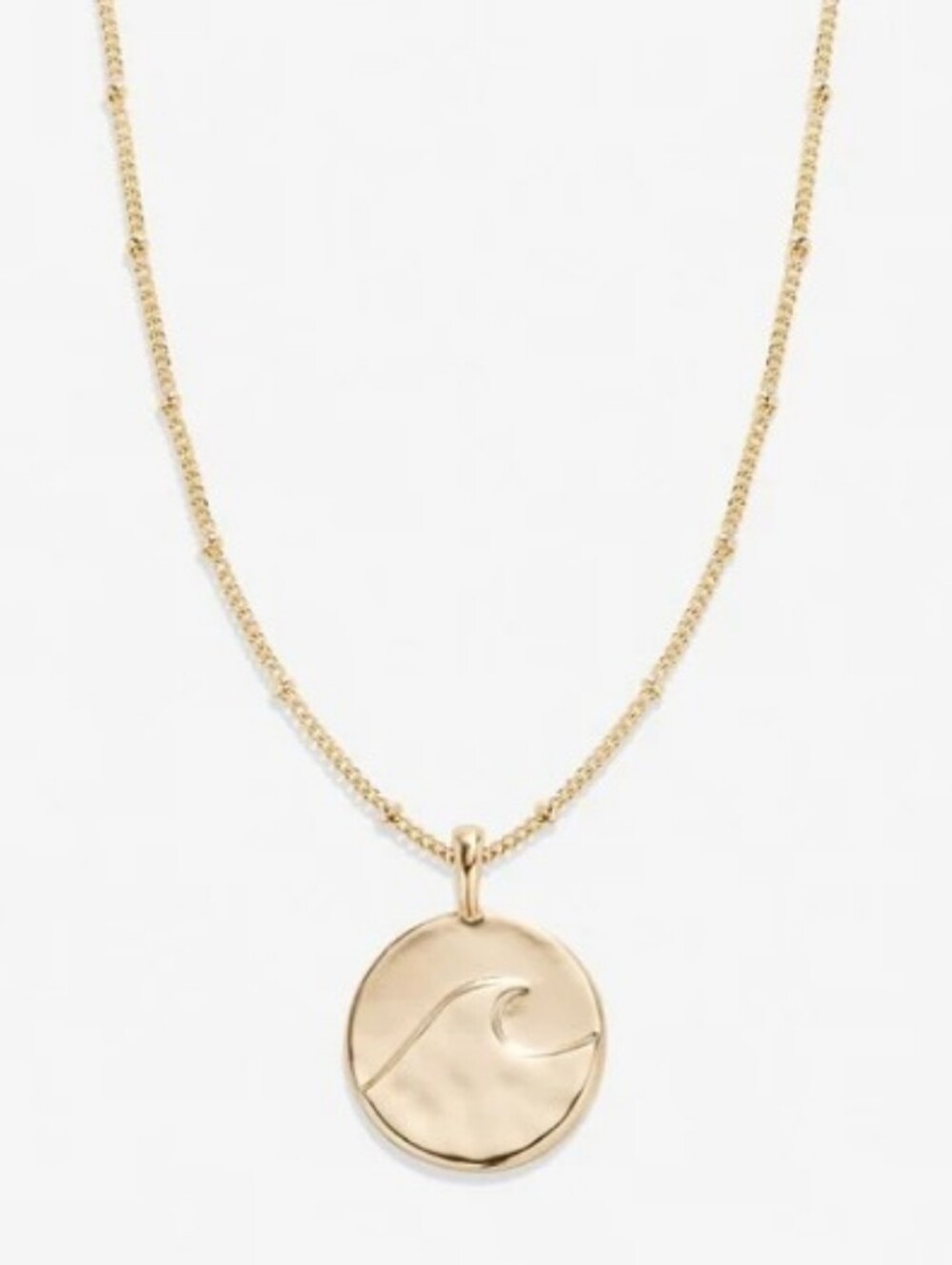 Gold Wave Medallion Pendant Necklace - Women's Jewelry